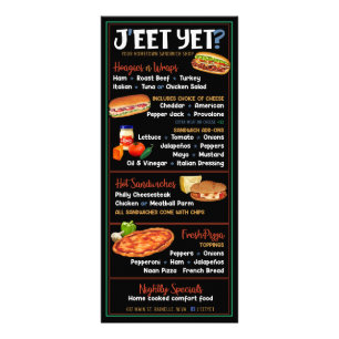 Anpassningsbar, designad meny Sandwich Shop Deli