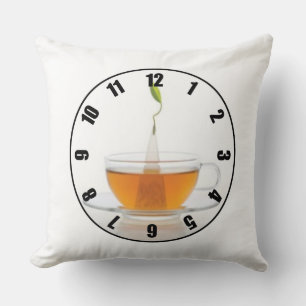 Anpassningsbar Designad Tea Time Kopp Clock Ansikt Kudde