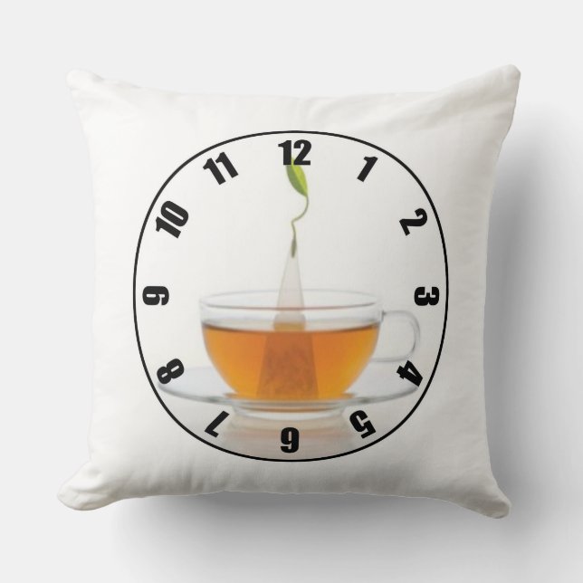 Anpassningsbar Designad Tea Time Kopp Clock Ansikt Kudde (Framsida)