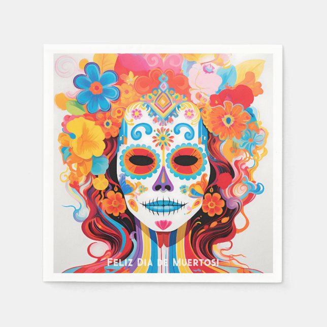 Anpassningsbar: Dia de Muertos La Calavera Catrina Pappersservett (Framsidan)
