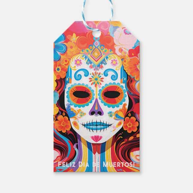 Anpassningsbar: Dia de Muertos La Calavera Catrina Presentetikett (Framsidan)
