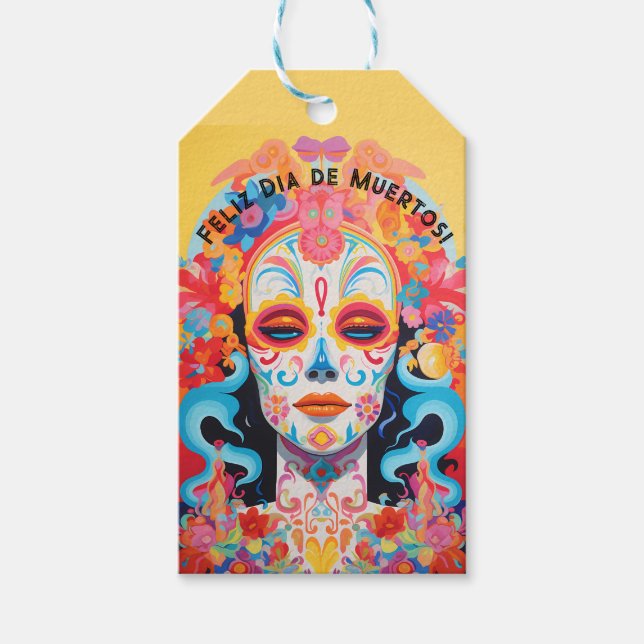Anpassningsbar: Dia de Muertos La Calavera Catrina Presentetikett (Framsidan)
