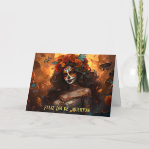 Anpassningsbar Dia de Muertos La Calavera Garbance Helgkort