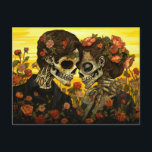 Anpassningsbar 💀 Día de Muertos Vykort<br><div class="desc">🌼 Inledning av ett vykort för Romantic Día de Muertos! 🌼 dig själv i den passionerade andan av Día de Muertos med vårt fängslande vykort, som på ett vackert sätt skildrar ett par älskare i den förtjusande stil av berömd målare G. K. Mot en djup svart bakgrund, passar denna utformning...</div>