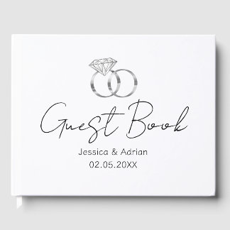 Anpassningsbar Diamond Bröllop Ringar Guest Bok