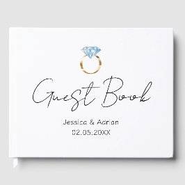 Anpassningsbar Diamond Ring Bröllop Guest Bok