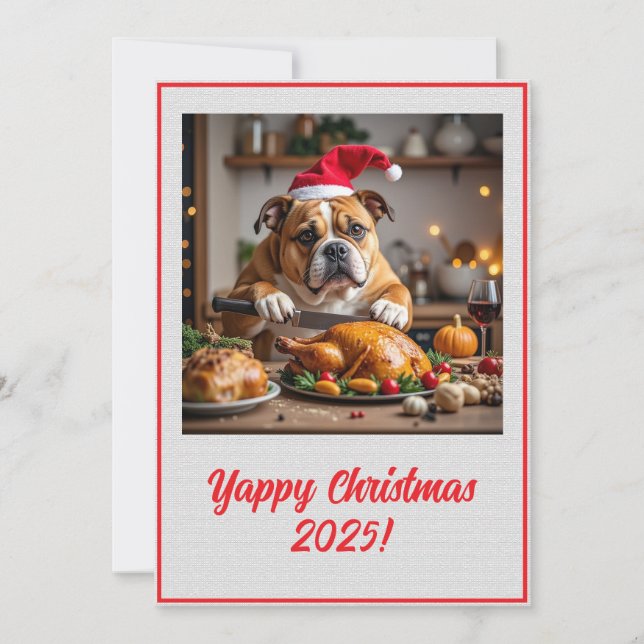 Anpassningsbar Digital Bulldog Yappy Jul Turkiet X Kort (Framsida)