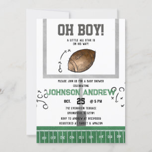 Anpassningsbar Digital Football Baby Shower Inbjudningar