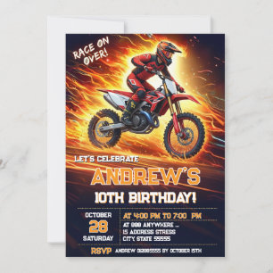 Anpassningsbar digital Motocross Dirt Bike Födelse Inbjudningar
