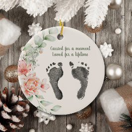 Anpassningsbar Din Baby Foot Prints Blommigt Tribu Julgransprydnad Keramik