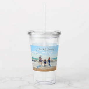 Anpassningsbar din familjs fotoakryl-tumlare med t take away mugg