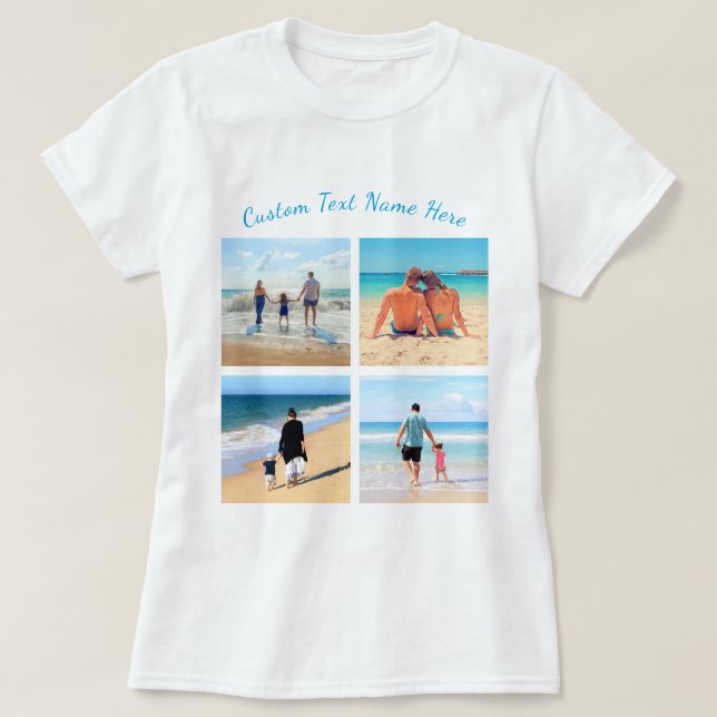 Anpassningsbar din familjs fotokollage T-Shirt med (Design framsida)