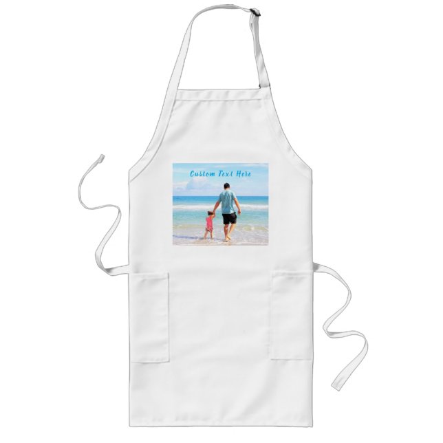 Anpassningsbar din favoritfotoApron med text Långt Förkläde (Framsidan)