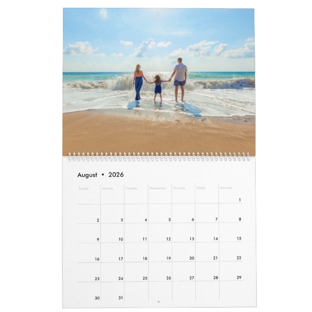 Anpassningsbar din favoritfotokalender med text kalender (Aug 2026)