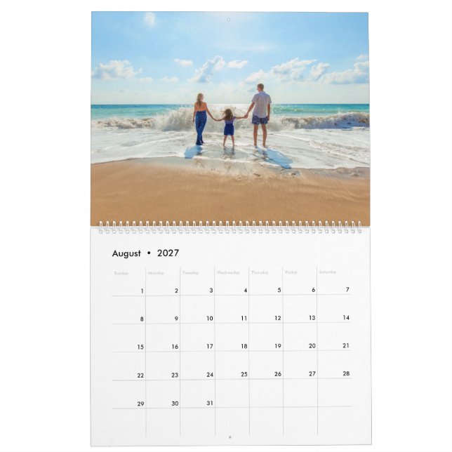 Anpassningsbar din favoritfotokalender med text kalender (Aug 2027)
