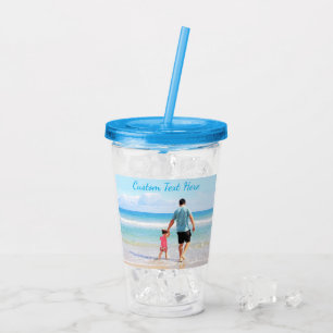 Anpassningsbar din fotoakryl-tumlare med text take away mugg