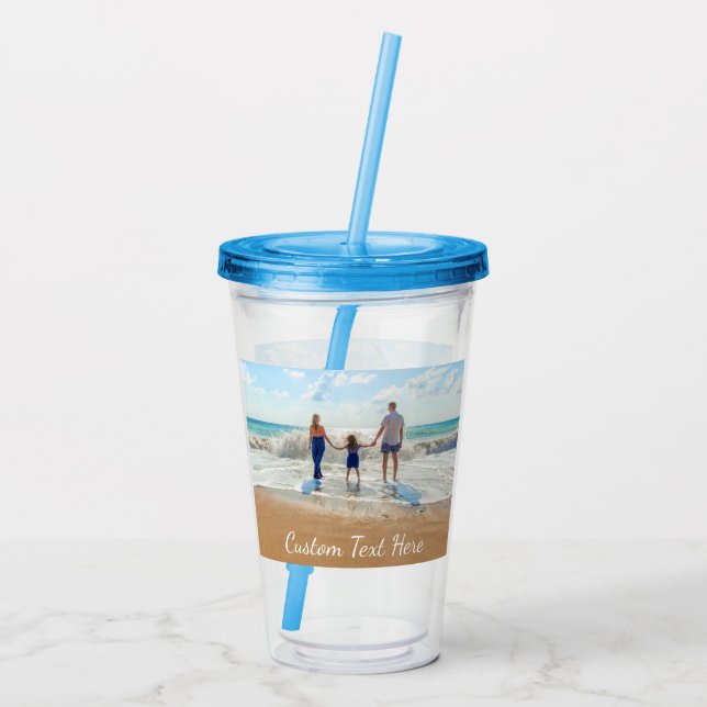 Anpassningsbar din fotoakryl-tumlare med text take away mugg (Baksida)