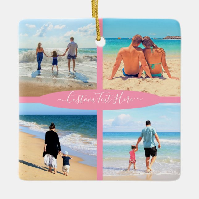 Anpassningsbar din fotokollage julprydnad julgransprydnad keramik (Framsida)