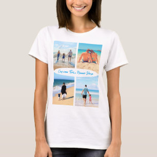 Anpassningsbar din fotokollage och text T-Shirt-gå T Shirt