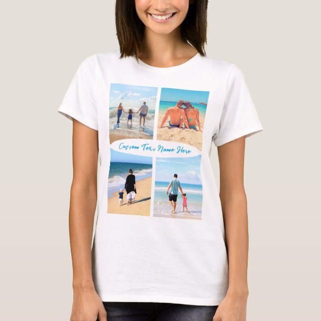Anpassningsbar din fotokollage och text T-Shirt-gå T Shirt (Framsida)