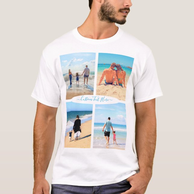 Anpassningsbar din fotokollage T-Shirt med text (Framsida)