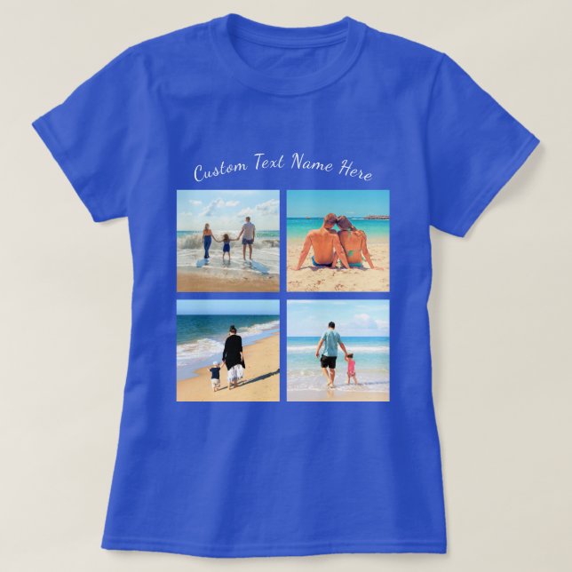 Anpassningsbar din fotokollage T-Shirt med Text Na (Design framsida)