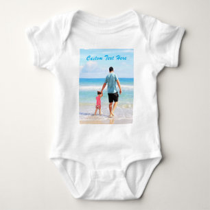 Anpassningsbar din fotopatkostyma Baby med text T Shirt