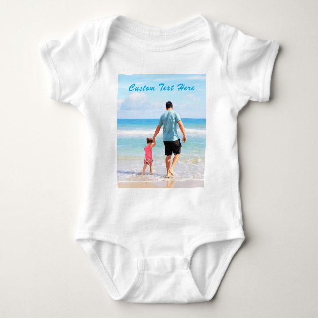 Anpassningsbar din fotopatkostyma Baby med text T Shirt (Framsida)