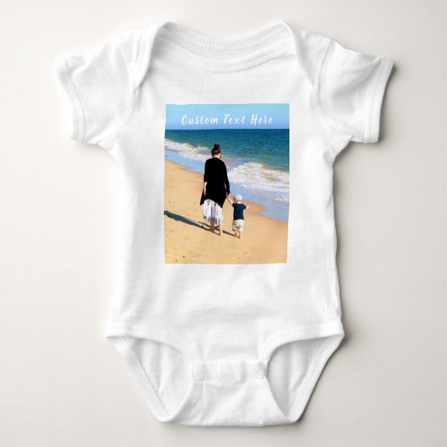 Anpassningsbar din fotopatkostyma Baby med text T Shirt (Framsida)