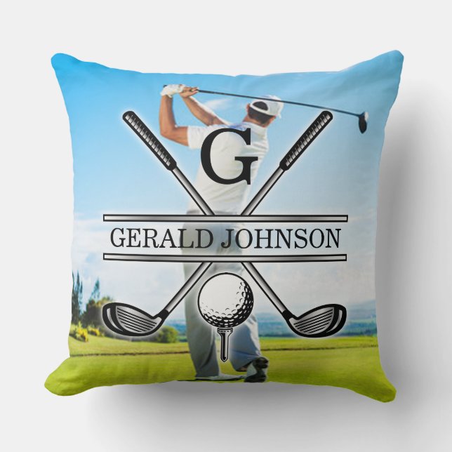 Anpassningsbar din image Golf Monogram-design Kudde (Framsida)