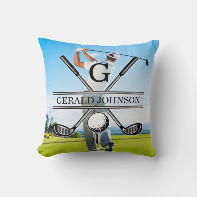 Anpassningsbar din image Golf Monogram-design Kudde (Framsida)