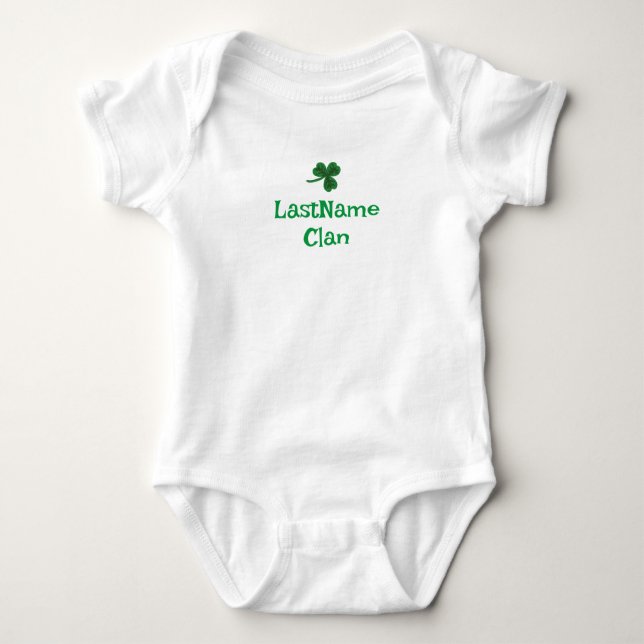 Anpassningsbar Din Klan Shamrock Baby/Småbarn Body T Shirt (Framsida)