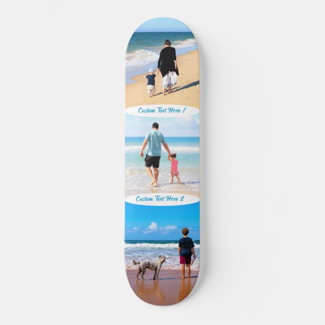 Anpassningsbar din Skateboard-gåva av fototextsaml Mini Skateboard Bräda 18,5 Cm (Framsida)