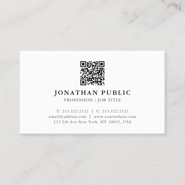 Anpassningsbar din text QR-kod Modern Elegant Mini Visitkort (Framsida)