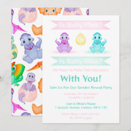 Anpassningsbar Dino Watercolor Dinosaur Gender Rev Inbjudningar