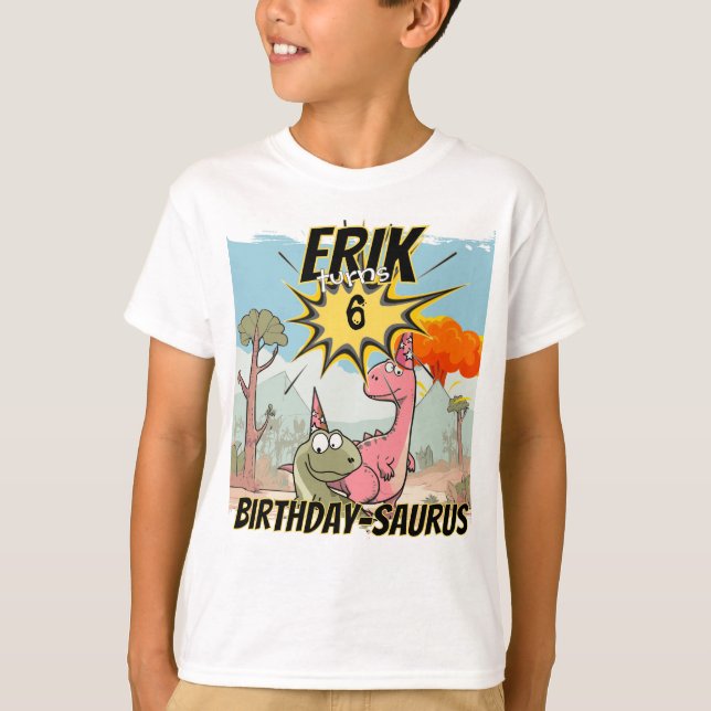 Anpassningsbar Dinosaur Guest of Honor Birthday T Shirt (Framsida)