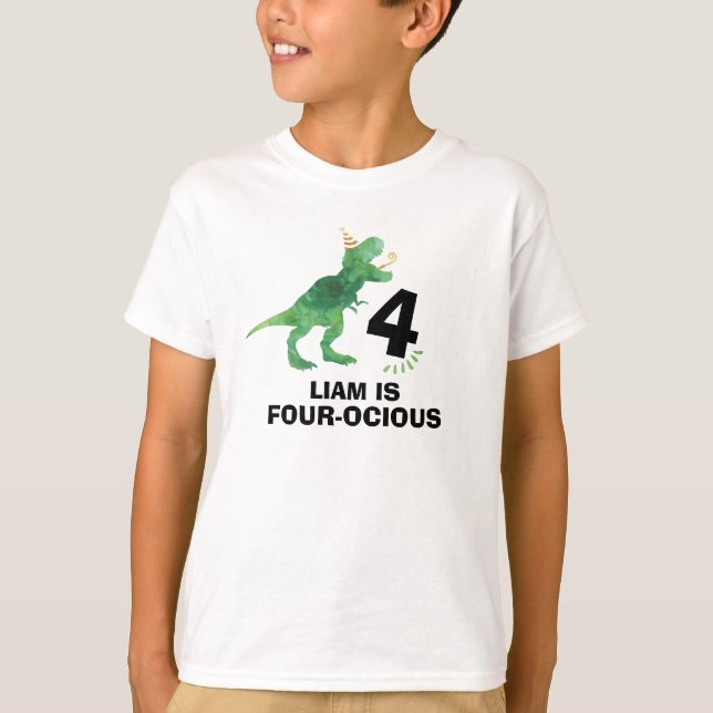 Anpassningsbar dinosaurie födelsedags t-shirt för  (Framsida)