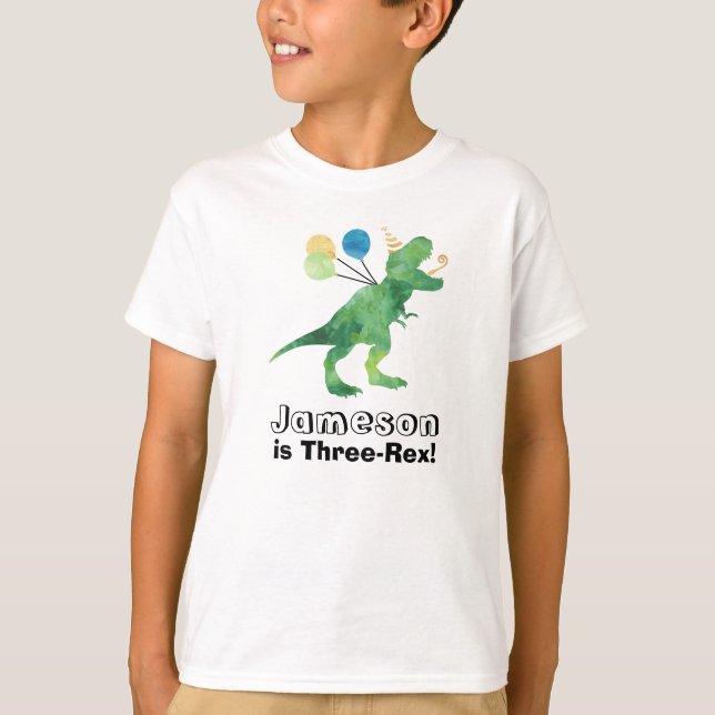 Anpassningsbar dinosaurie födelsedags t-shirt för  (Framsida)