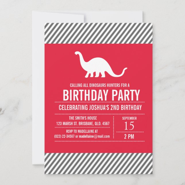 Anpassningsbar Dinosaurs Födelsedagsfest inbjudan  (Framsida)