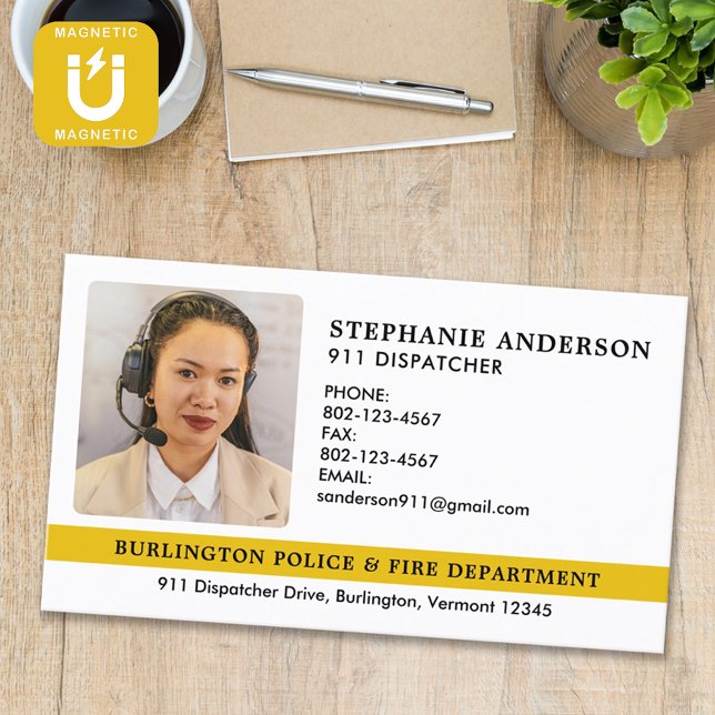 Anpassningsbar Dispatcher 911 Akut Services-foto Magnetiska Visitkort (Skapare uppladdad)