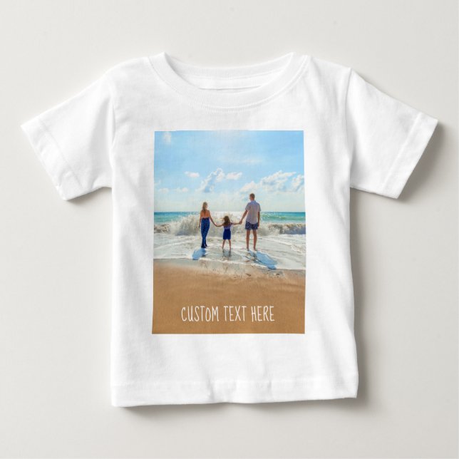 Anpassningsbar ditt foto Baby T-Shirt med text Nam (Framsida)