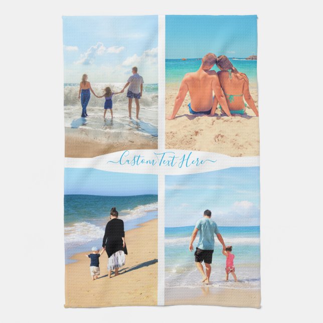 Anpassningsbar ditt fotokollage Text Kitchen Towel Kökshandduk (Vertikal)