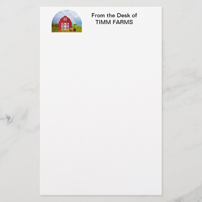 Anpassningsbar ditt namn Red Barn Blå himmel Brevpapper (Framsida)