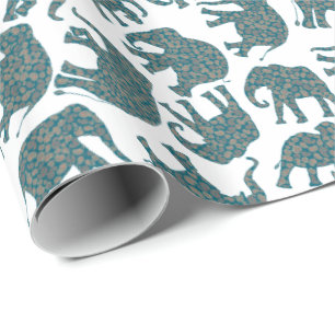 Anpassningsbar Ditzy Paisley Elephants om White Gi Presentpapper