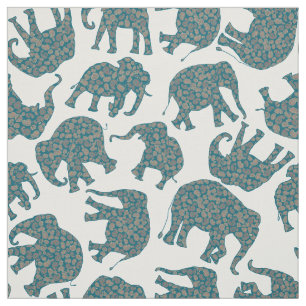 Anpassningsbar Ditzy Paisley Elephants på White Mö Tyg