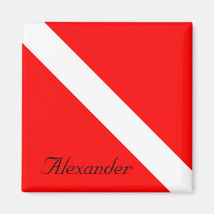Anpassningsbar Diver Down SCUBA Flagga Red and Whi Magnet