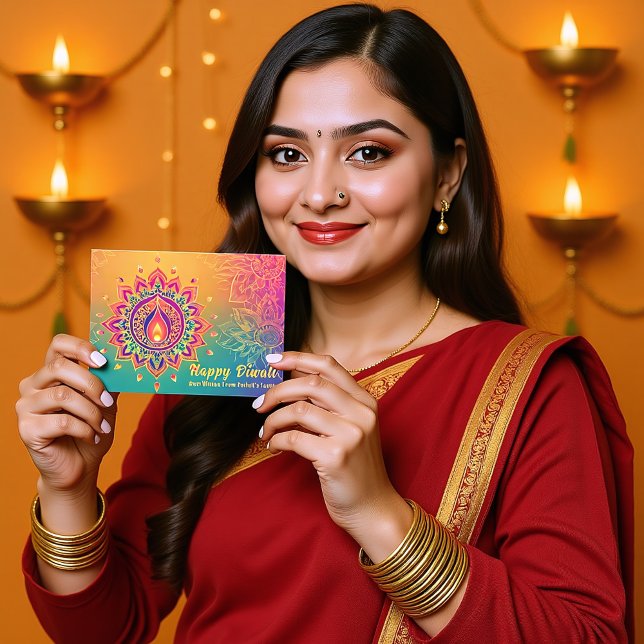 Anpassningsbar, diwali Festival Glow Julkort (Custom text, Diwali Festival Glow Holiday Card)