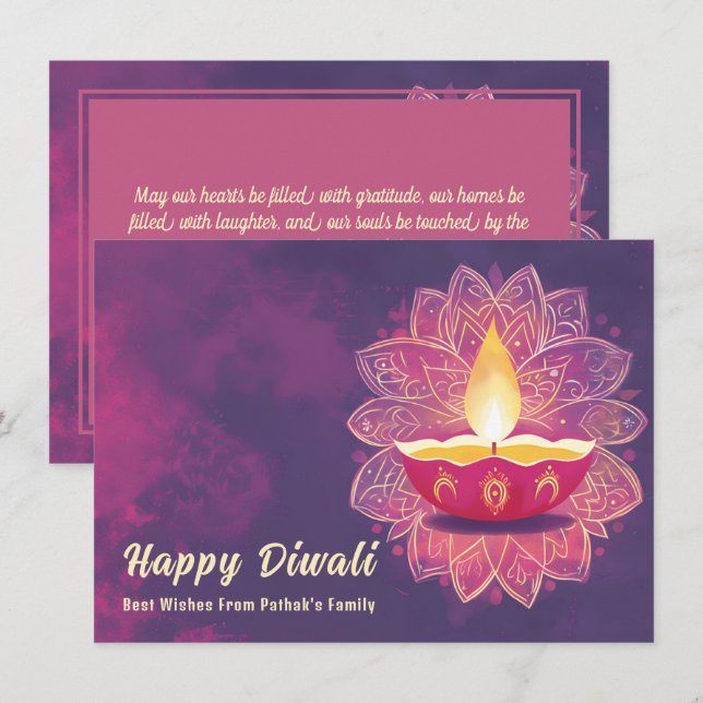 Anpassningsbar, Diwali Radiant-Blommar Julkort (Fram/baksida)