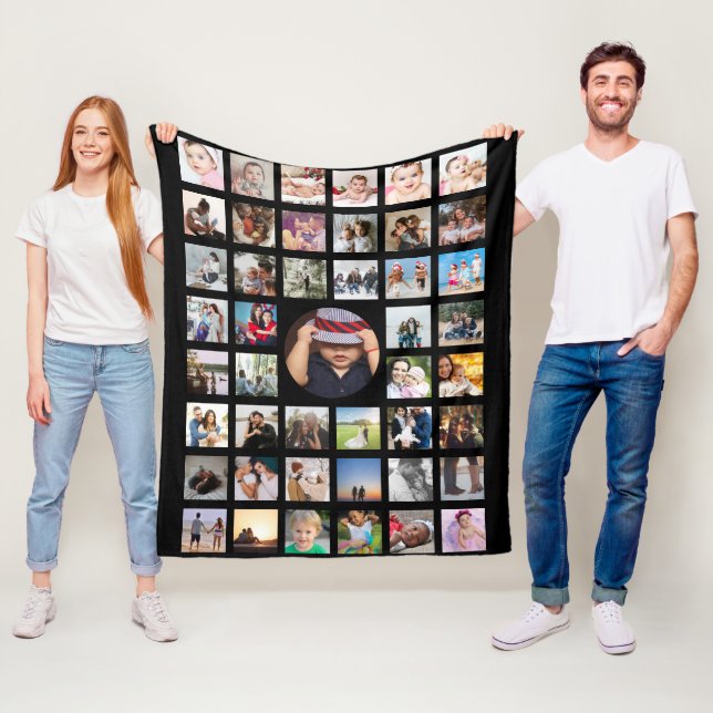 Anpassningsbar DIY för Personlig för fotokollage Fleecefilt (På plats)