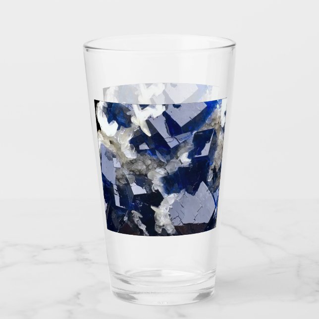 Anpassningsbar djupblå fluorit- och kalcit-kristal glaskopp (Framsida)